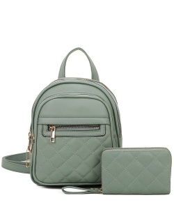 Quilted Classic Backpack Set LF458M2 TURQUOISE